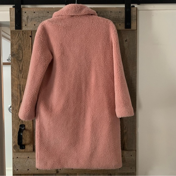 Women’s 38 STAND STUDIO CAMILLE COCOON Champagne Pink Fleece Teddy Coat EXC - Picture 7 of 13